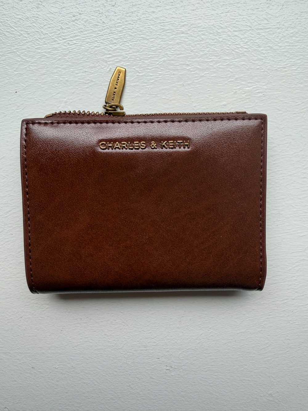 Charles & Keith Chestnut Brown Compact Zip Wallet